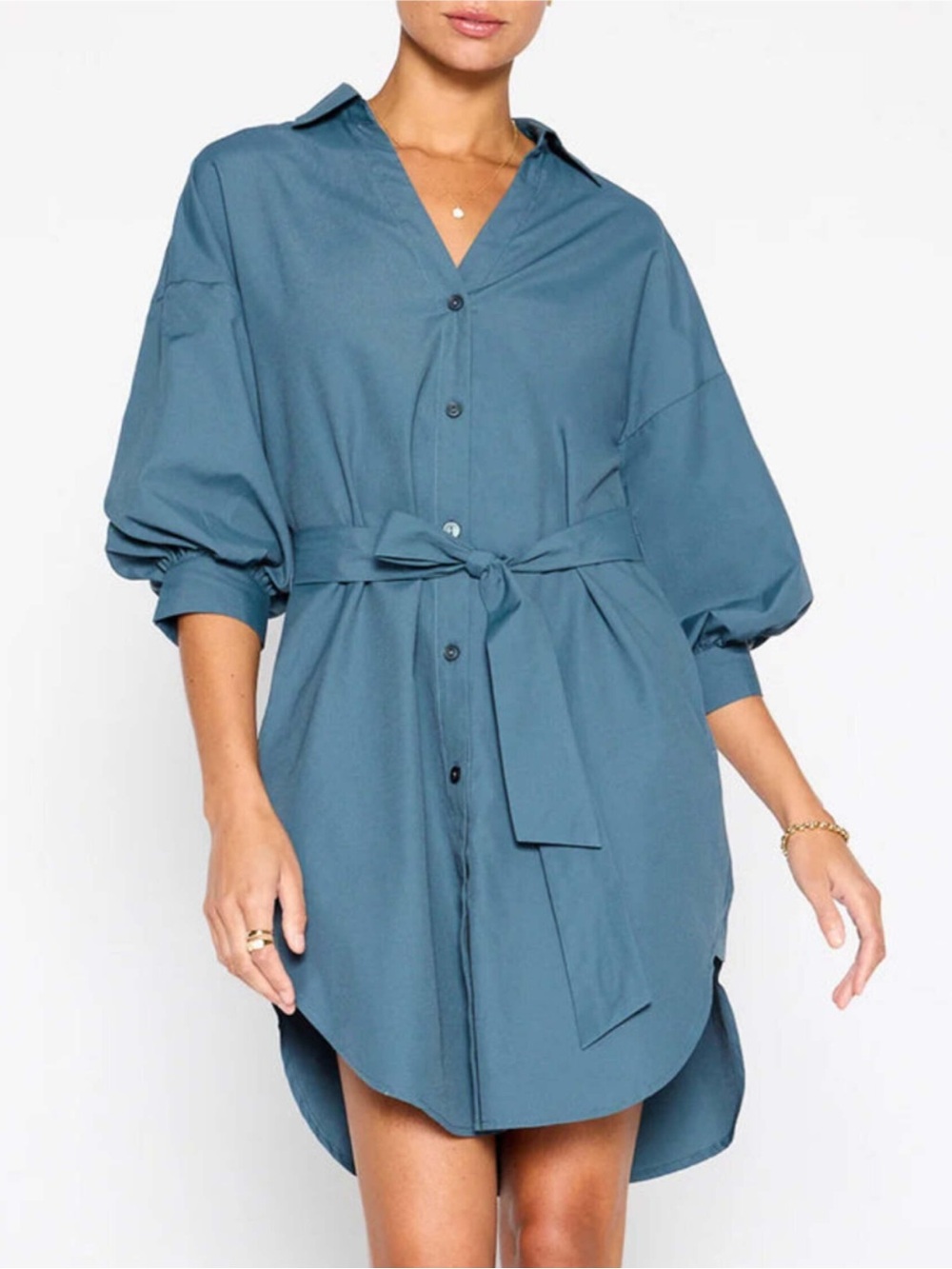 Brochu Walker Blue Kate Shirt Dress with Tie Waist